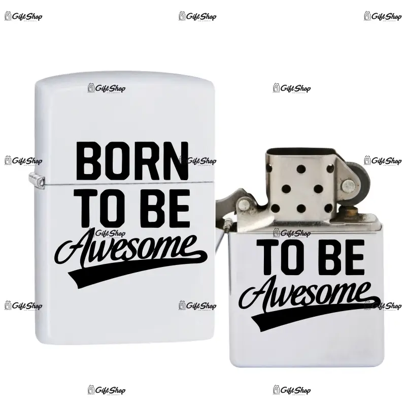 Born to be awsome, bricheta metalica gravata laser cu mesaj